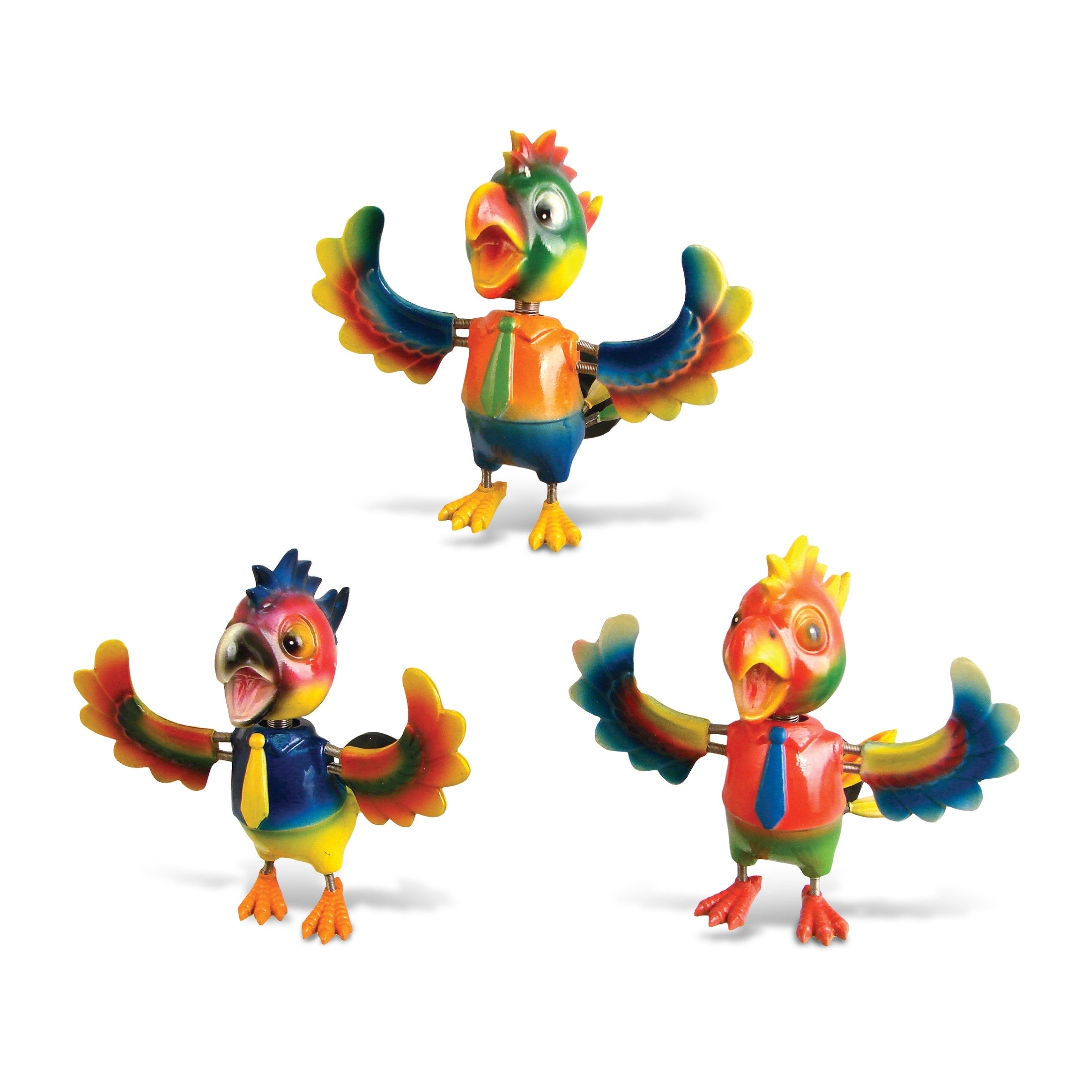Puzzled Plastic Parrot Bobble Magnet Set Of 3