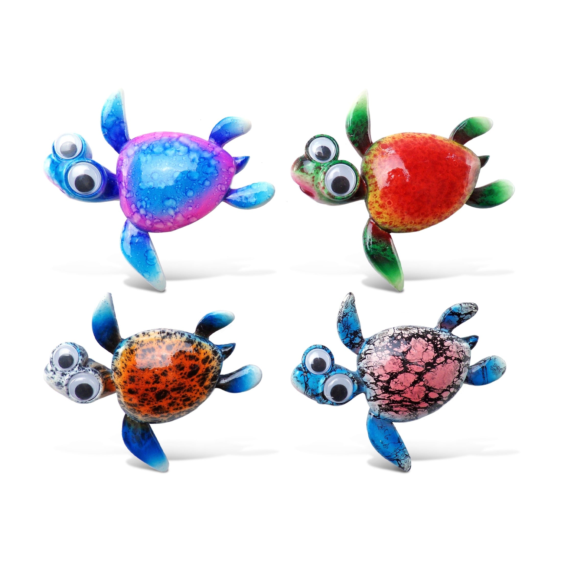 Puzzled Inc. Sea Turtle 2 Multicolor Plastic Bobble Eye Magnet Pack Of 4
