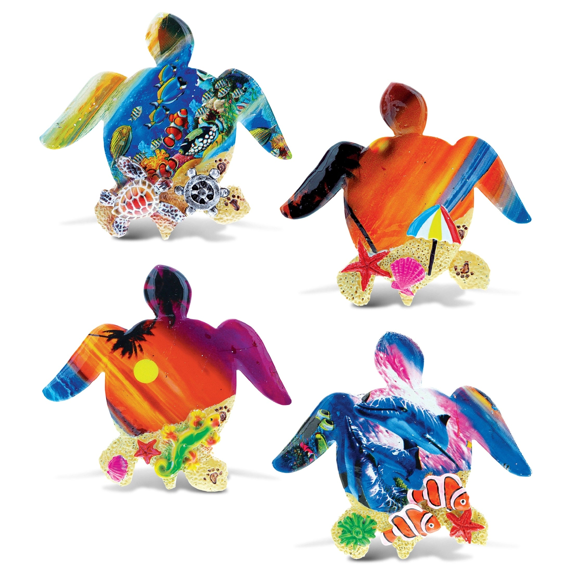 Cota Global Colorful Tropical Sea Turtle 3D Designs Summer Magnet 4Pc Set Item 7578