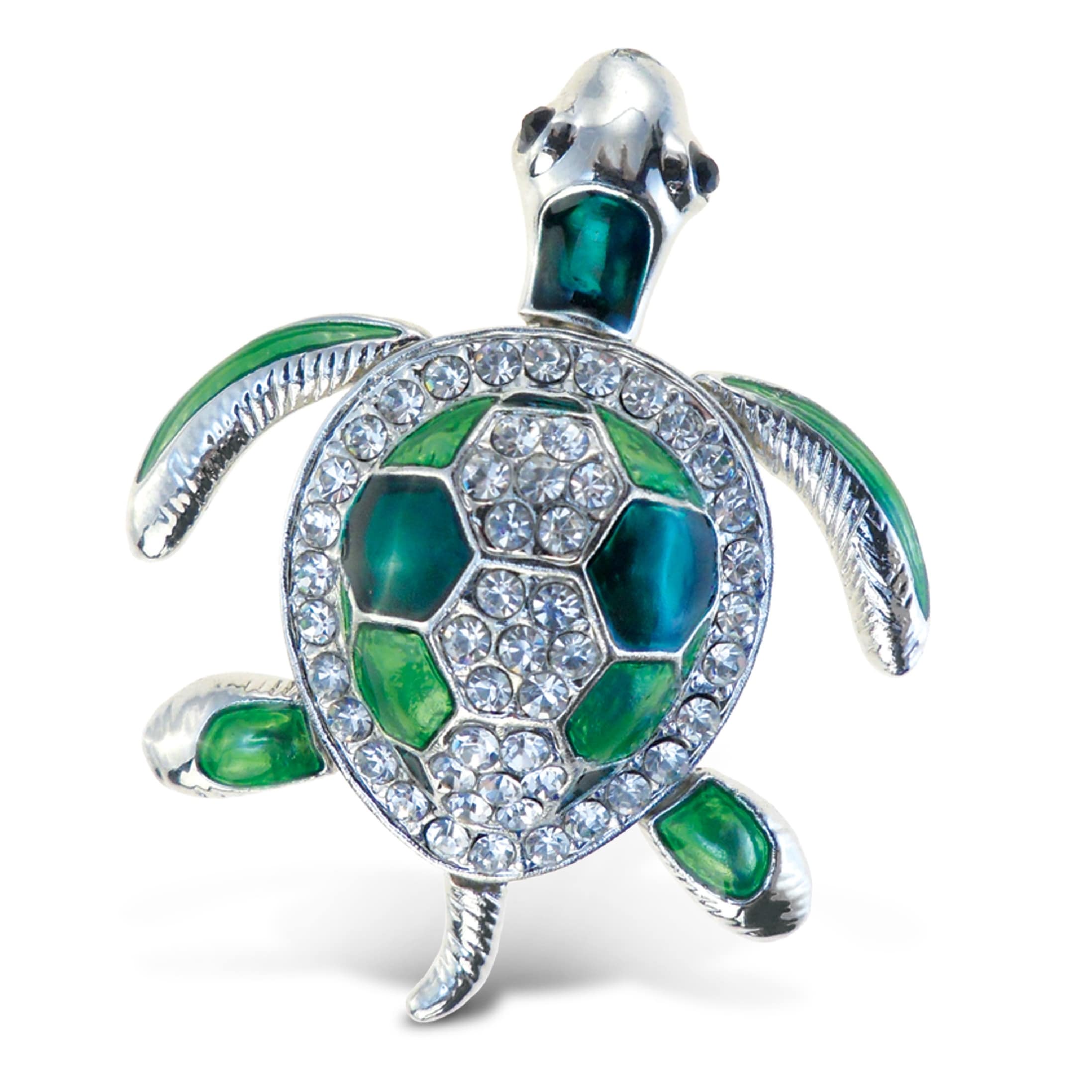 Puzzled Sea Turtle Multicolor Metal Refrigerator Sparkling Magnets With Crystals