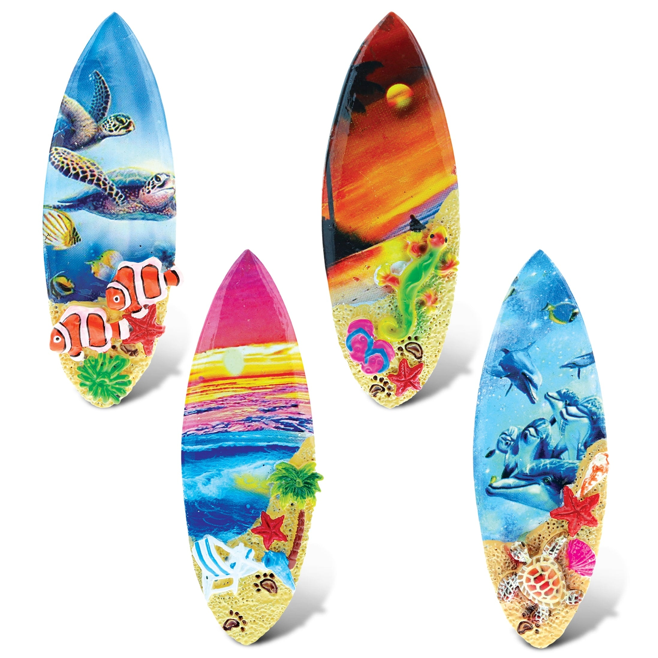 Cota Global Colorful Surf Boards 3D Designs Summer Magnet 4Pc Set Item 7585