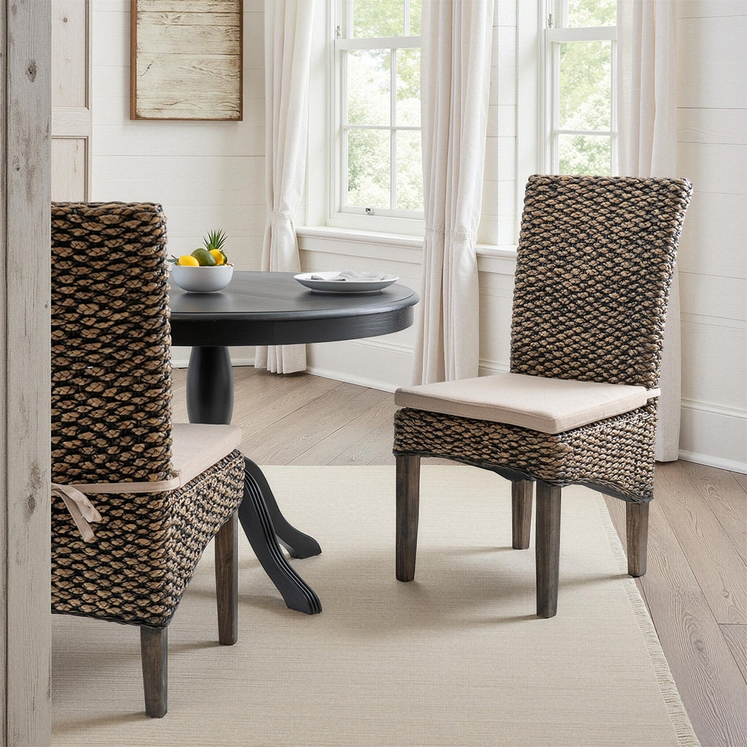 Elodie Seagrass Dining Chair With Seat Cushion Set Of 2