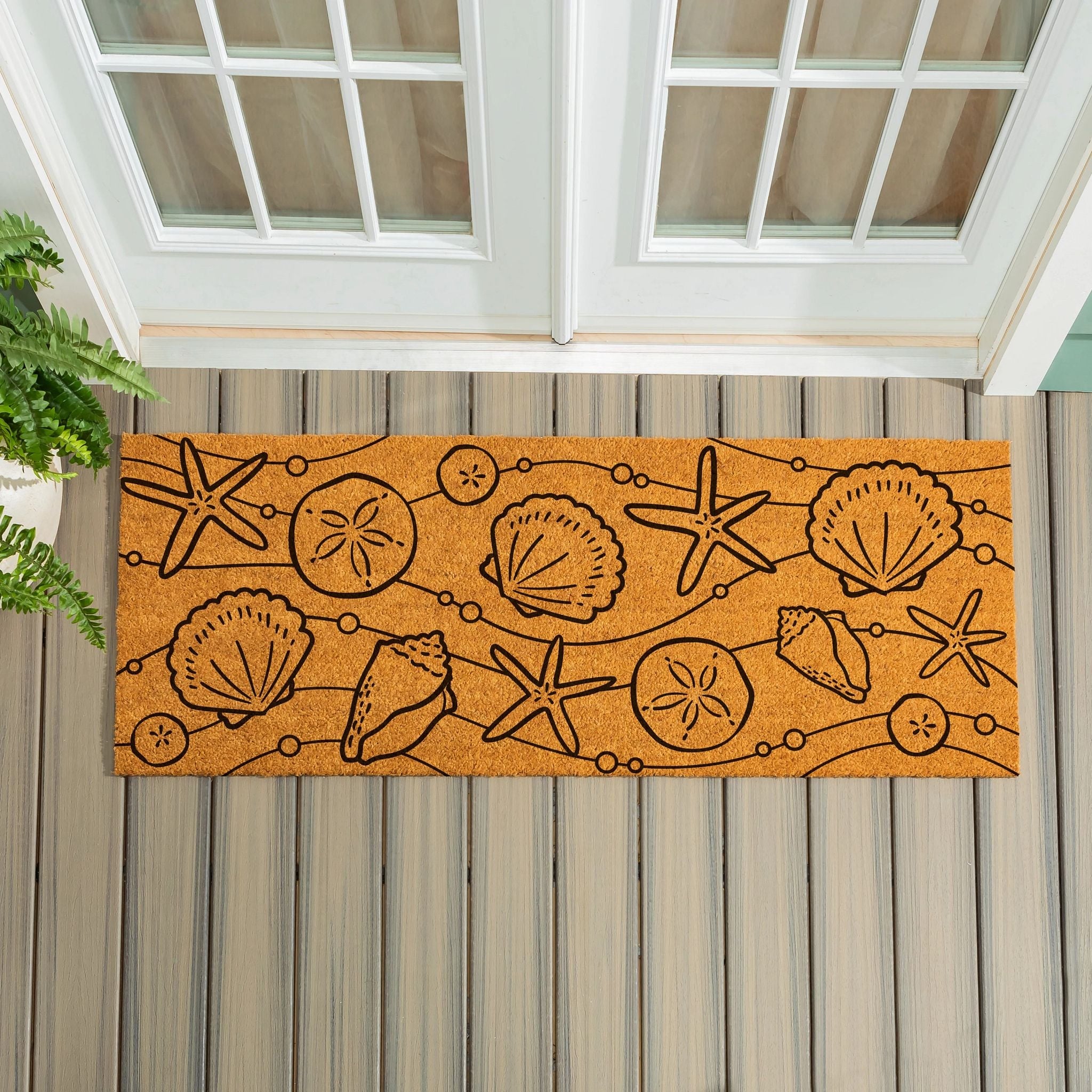 Coastal Beach Shells Coir Door Mat