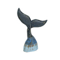 Coastal Blue Carved Wooden Whale Tail Tabletop Statue 16 Inches High 16 X 10.75 X 3 Inches