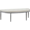 Coastal Button Tufted Light Beige Upholstered Bench With Weathered Gray Legs