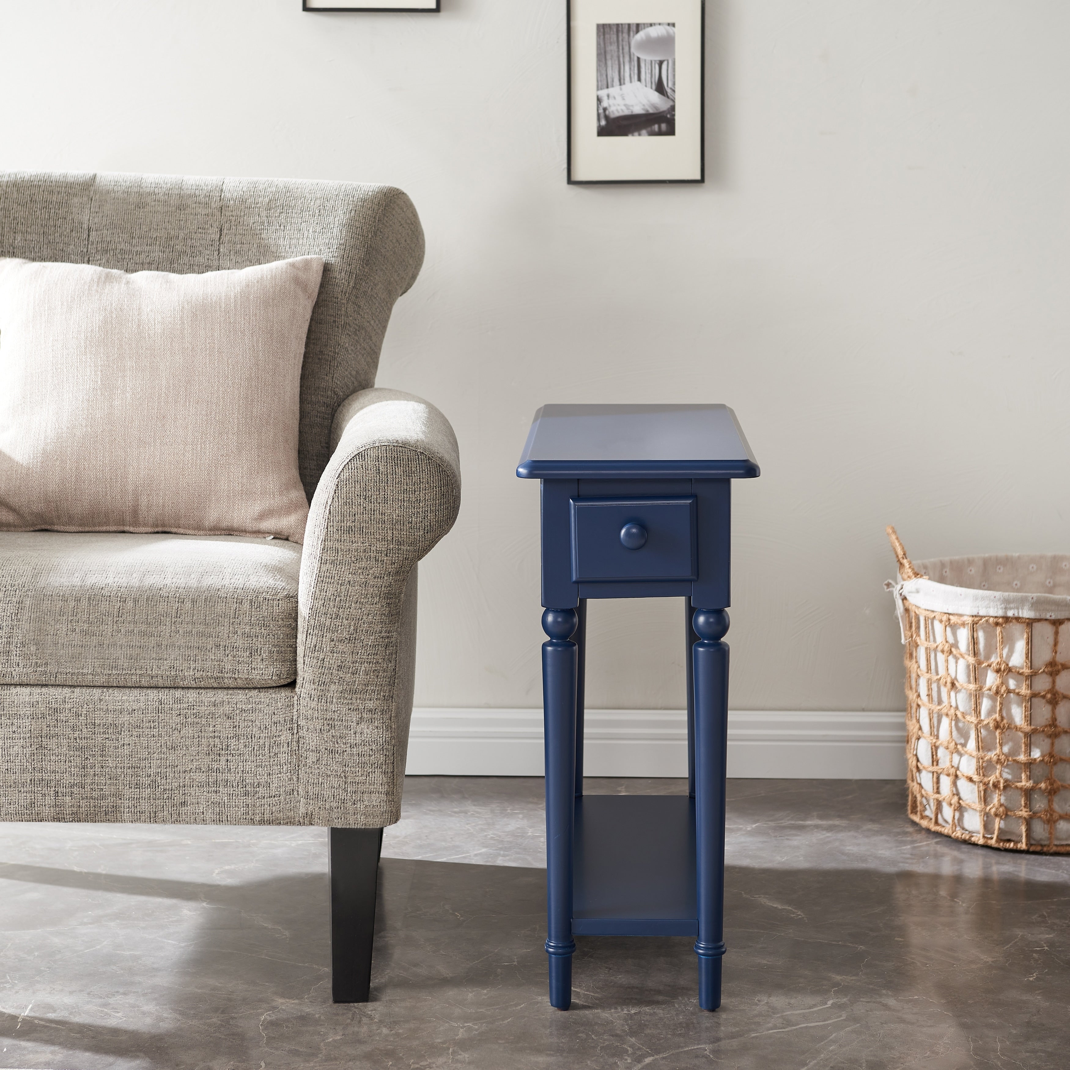 Coastal White Wood Accent Table