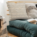 Coastal Cottage Minimalist Striped Throw Pillow With Fringe