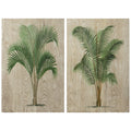 Coastal Palm Fine On Hand Finished Ash Wood Wall Art Diptych Set