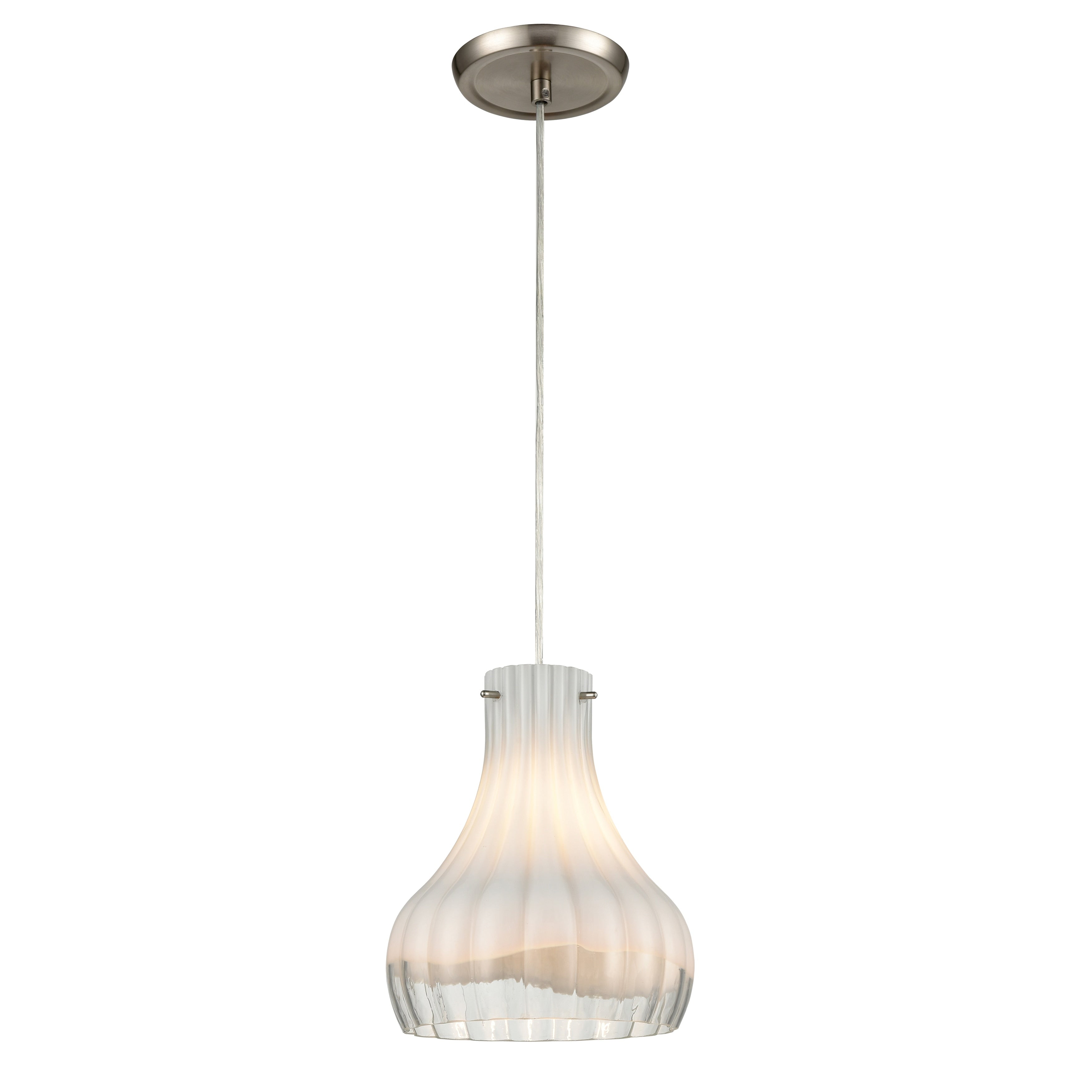 Coastal Scallop 8 Inch Wide 1 Light Mini Pendant In Satin Nickel With Opal Glass 8In W X 8In D X 9In H