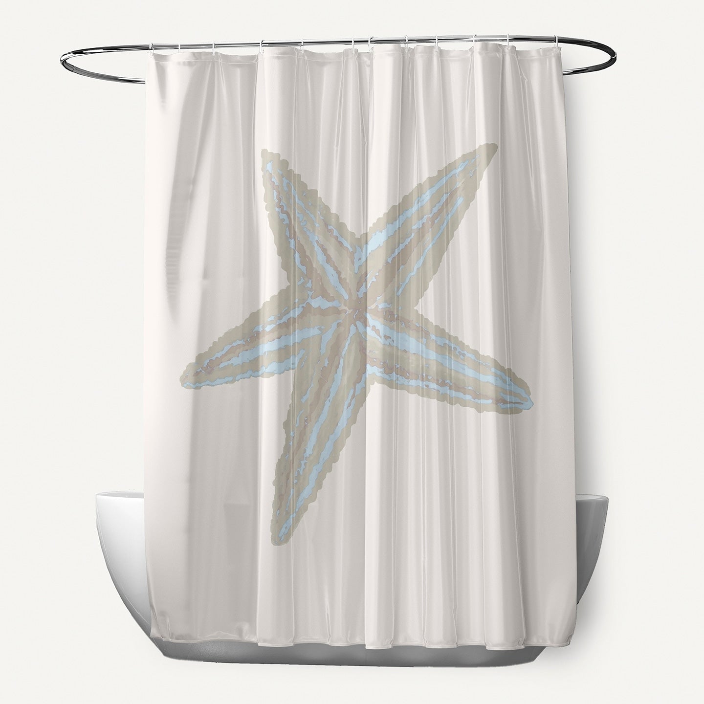 Coastal Starfish Print Shower Curtain 71 X 74