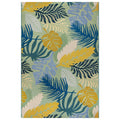 Coastal Tropical Leaf Indoor Outdoor Patio Area Rug Botanical Pattern