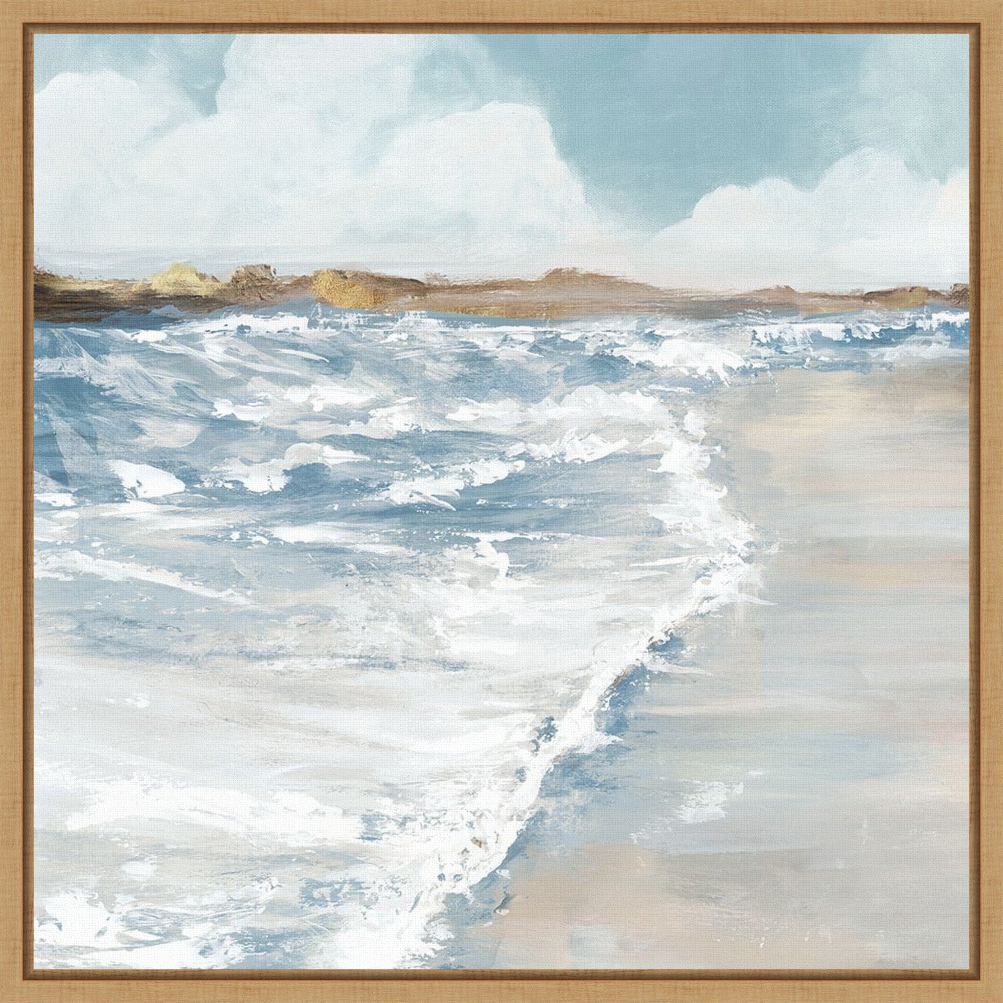 Coastal Waves And Sand Harmony By Pi Studio Framed Canvas Wall Art Print