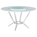 Abby White And Chrome Round Dining Table With Lazy Susan