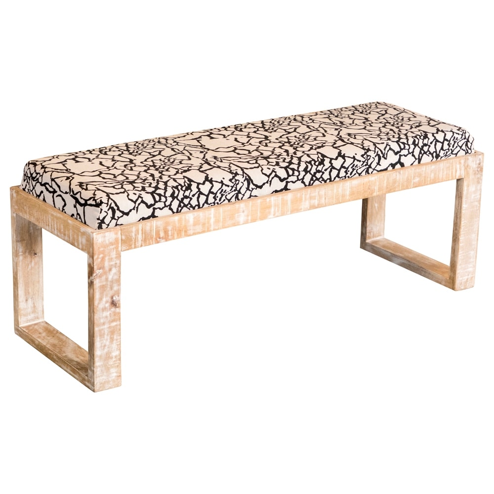 Black And White Sled Leg Upholstered Accent Bench