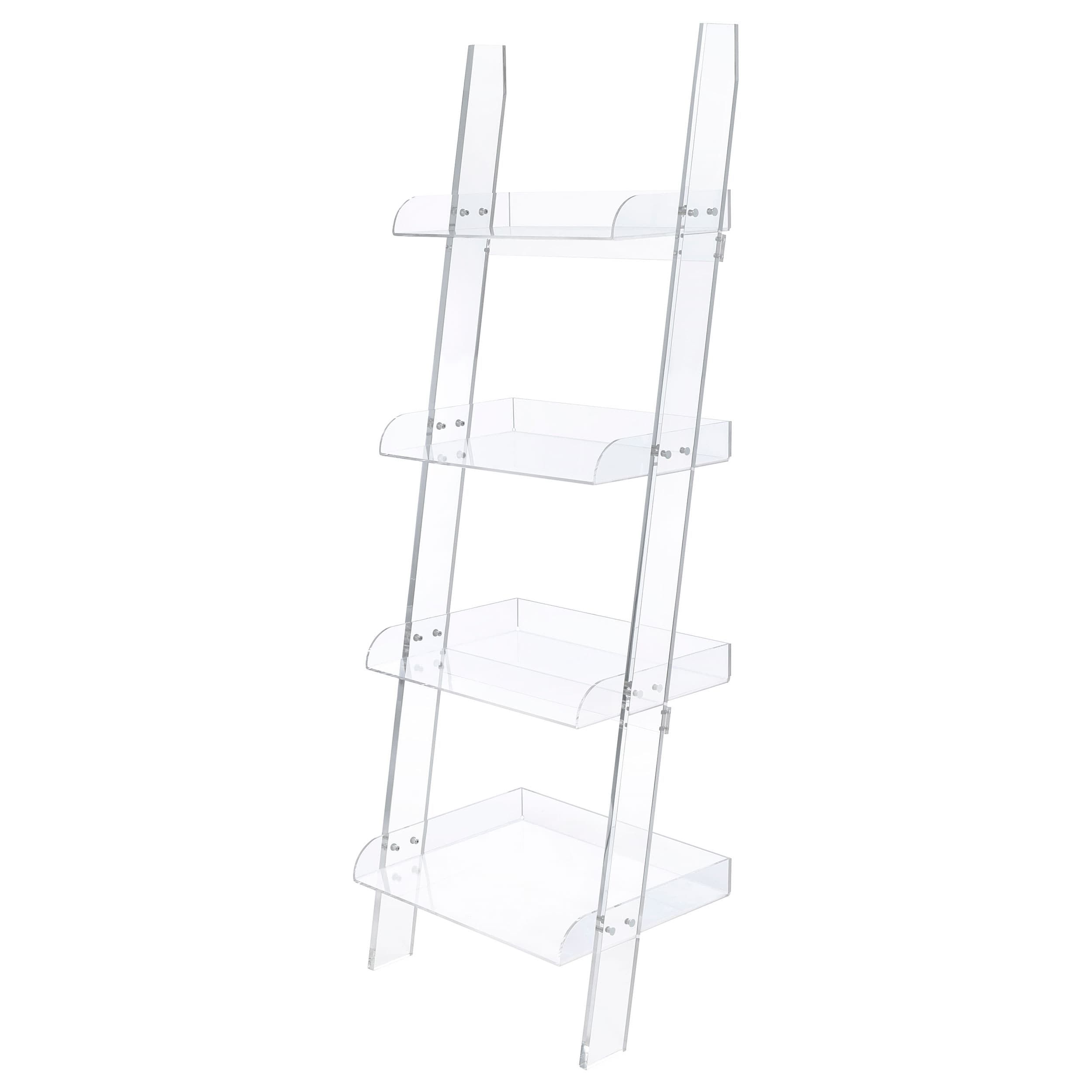 Amaturo Clear Acrylic 4 Shelf Ladder Bookcase