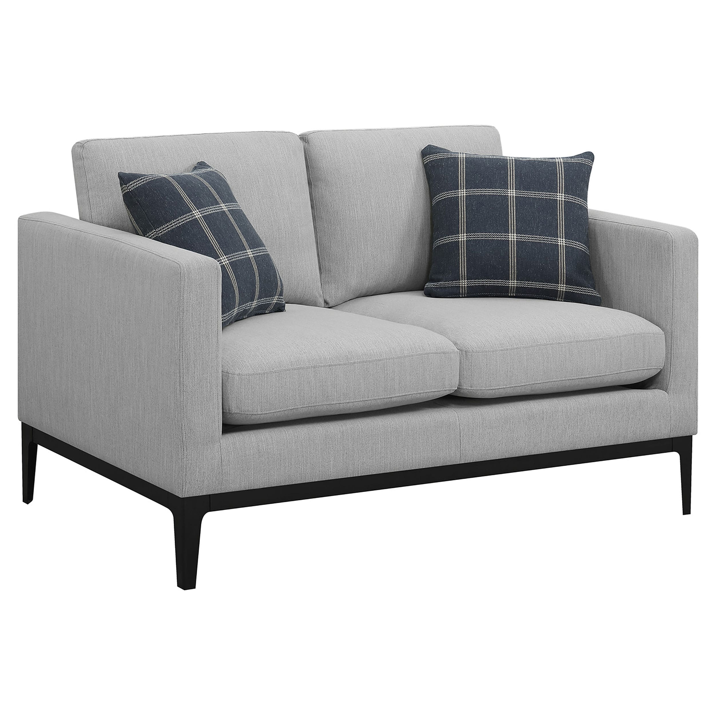 Carbon Loft Horncastle Light Grey And Black Cushion Back Loveseat