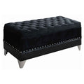 Silver Orchid Heston Black Velvet Storage Bench Trunk