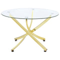 Silver Orchid Hinding Brass And Clear Round Dining Table