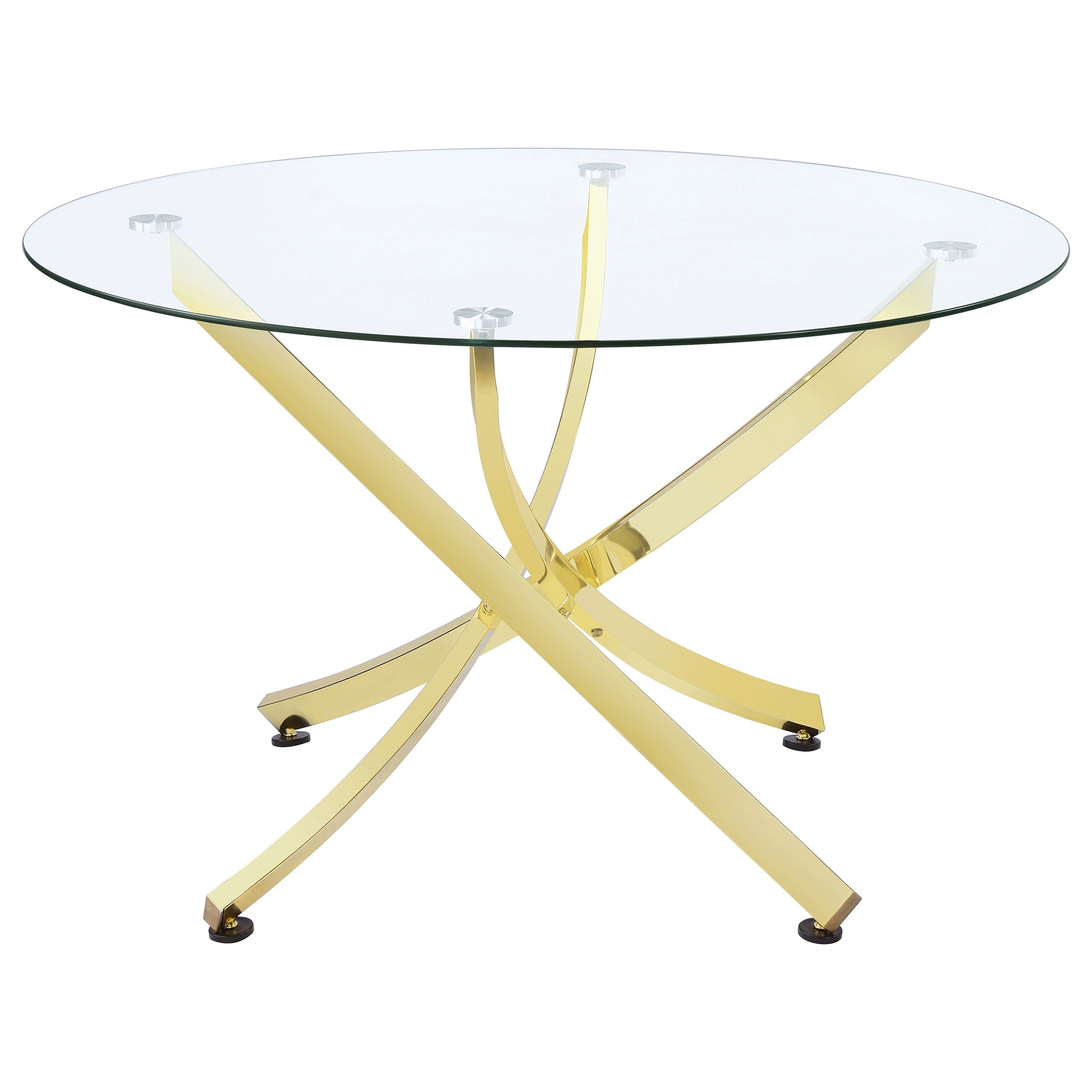 Silver Orchid Hinding Brass And Clear Round Dining Table