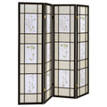 Coaster Company Black Floral Motif 4 Panel Folding Screen