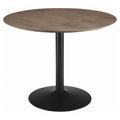 Carson Carrington Madesjo Walnut And Black Pedestal Base Dining Table