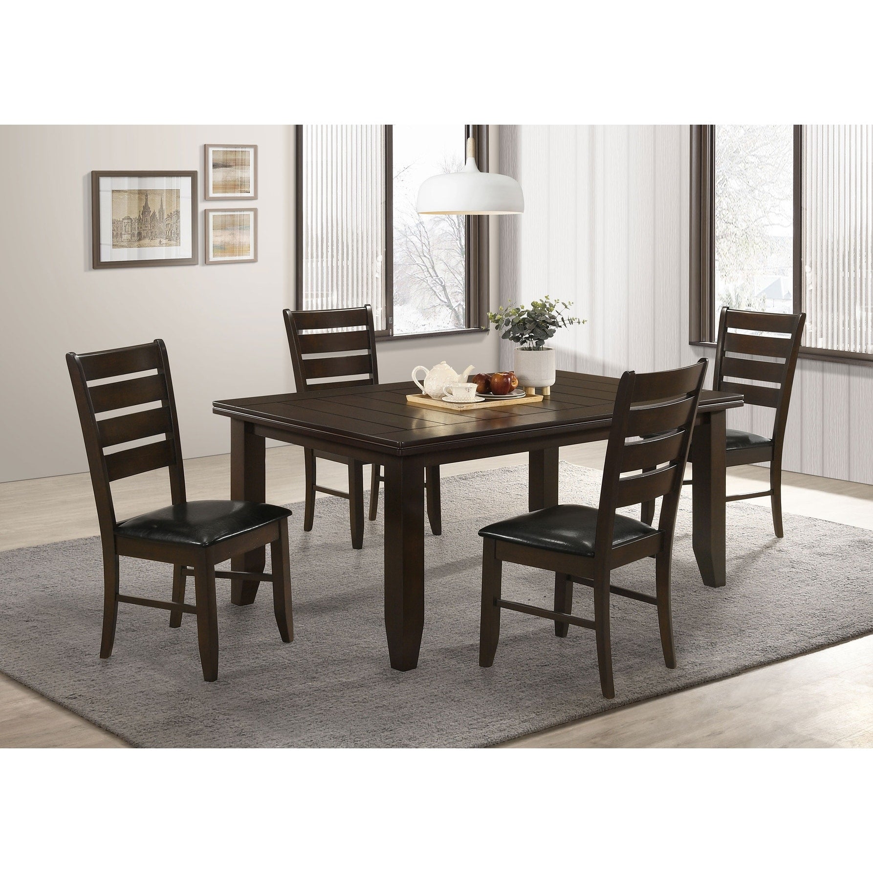 5 Piece Rectangular Table Dining Set Cappuccino And Black