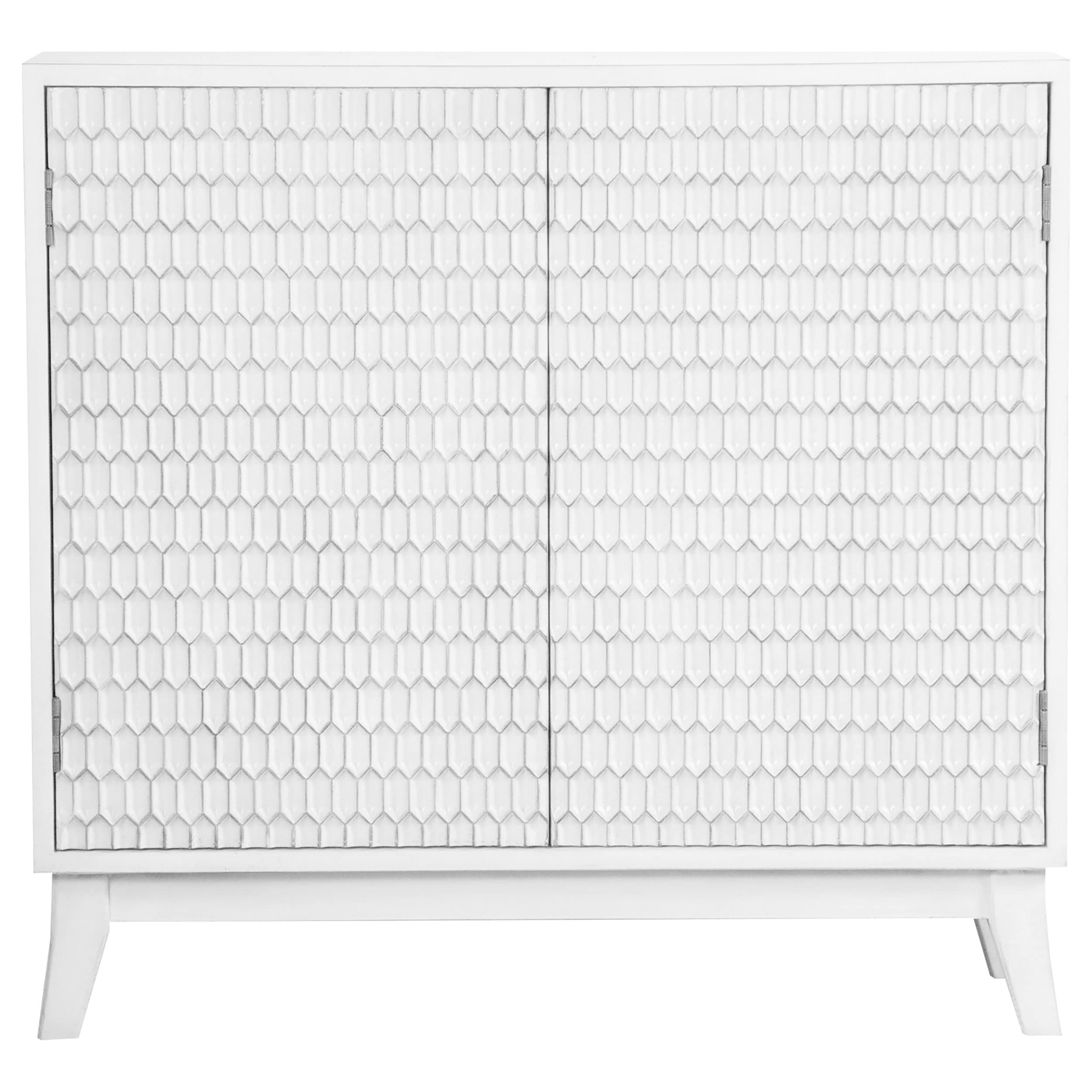 Washed White Rectangular 2 Door Accent Cabinet