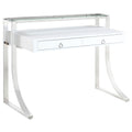 Silver Orchid Madsen Glossy White And Chrome 2 Drawer Writing Desk