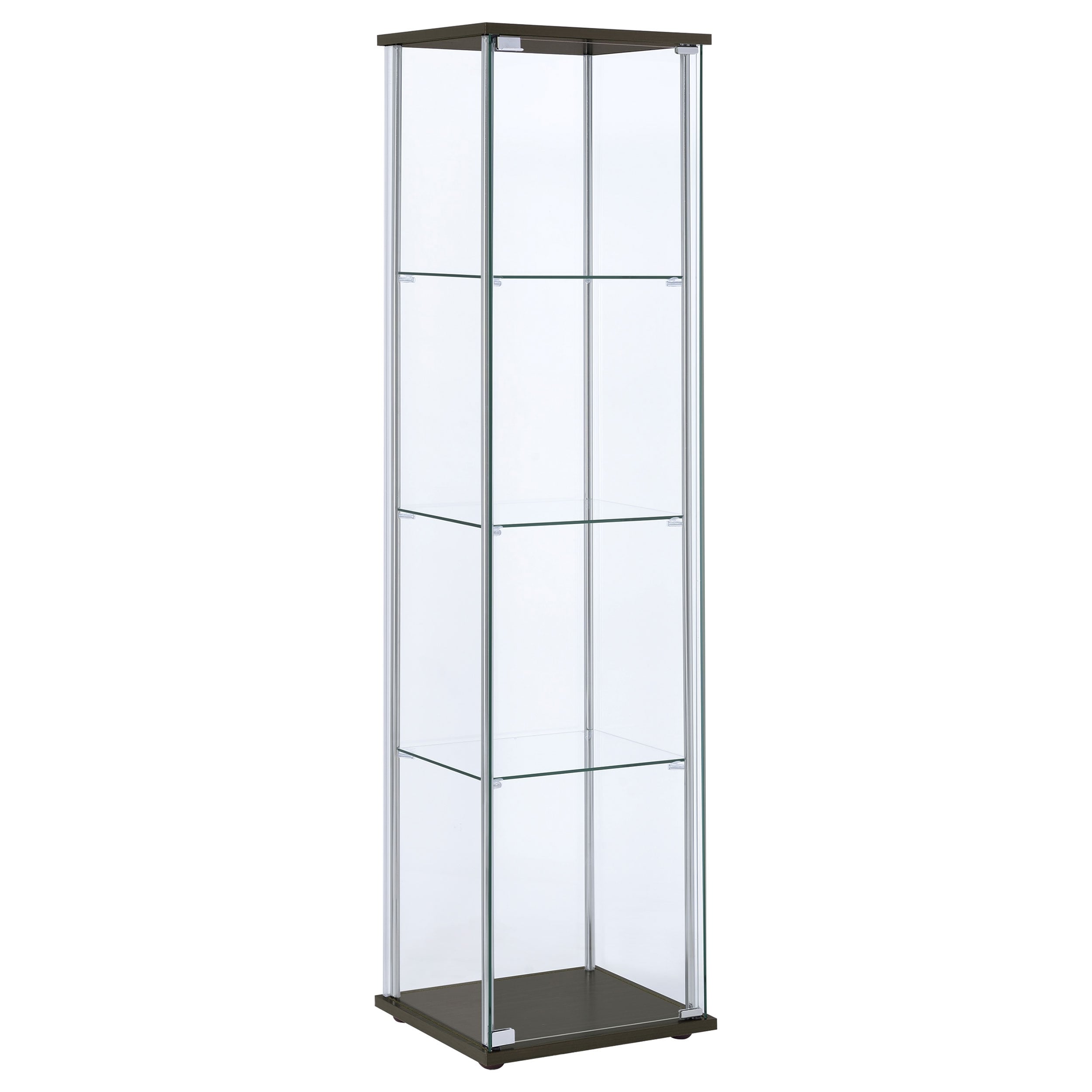 Porch Den Lincoln Hwy Glass Cappuccino 4 Shelf Curio Cabinet
