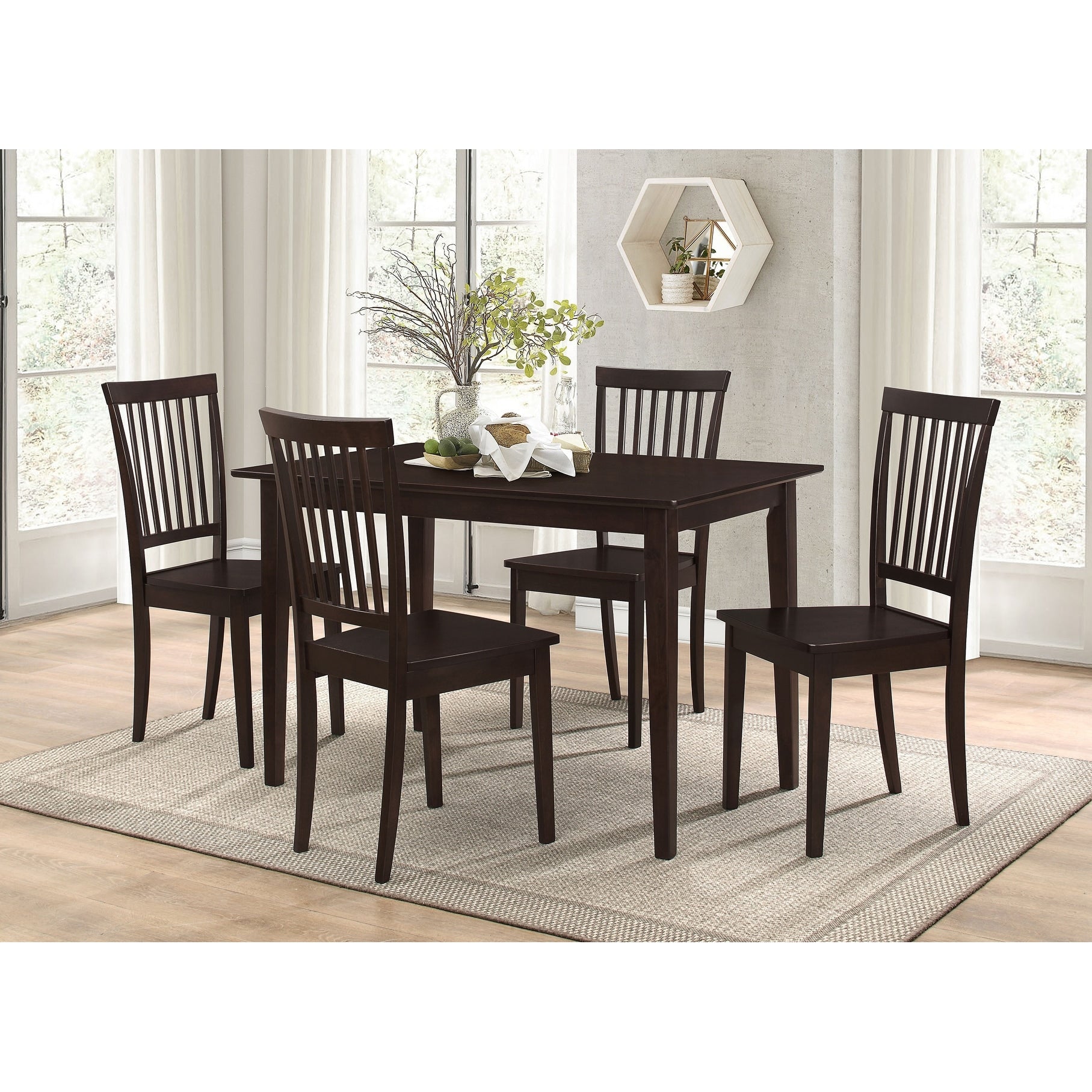 5 Pc Dining Set Cappuccino Wood