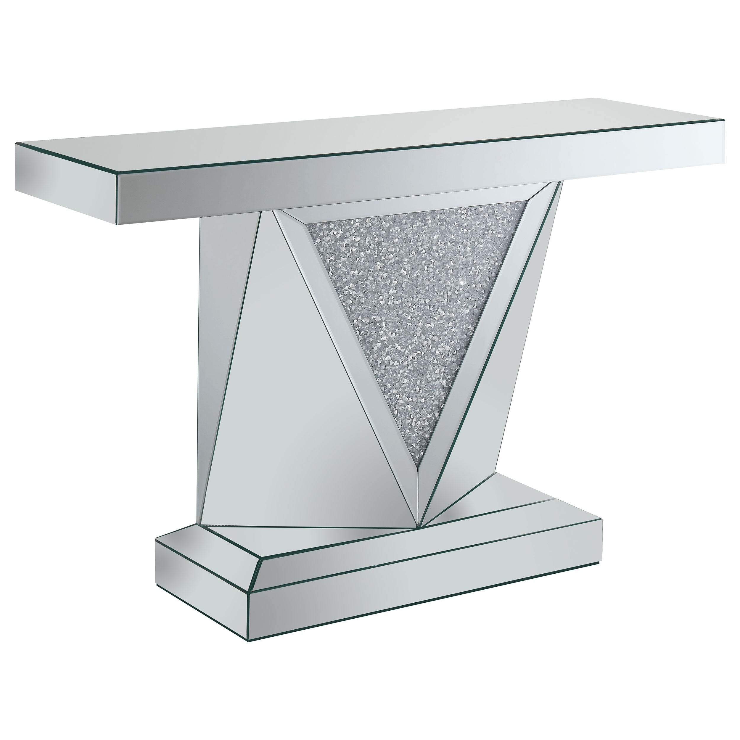 Silver Orchid Ipsen Silver And Mirror Rectangular Sofa Table
