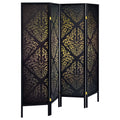 Coaster Company Black And Goldtone Damask Wood Folding 4 Panel Screen