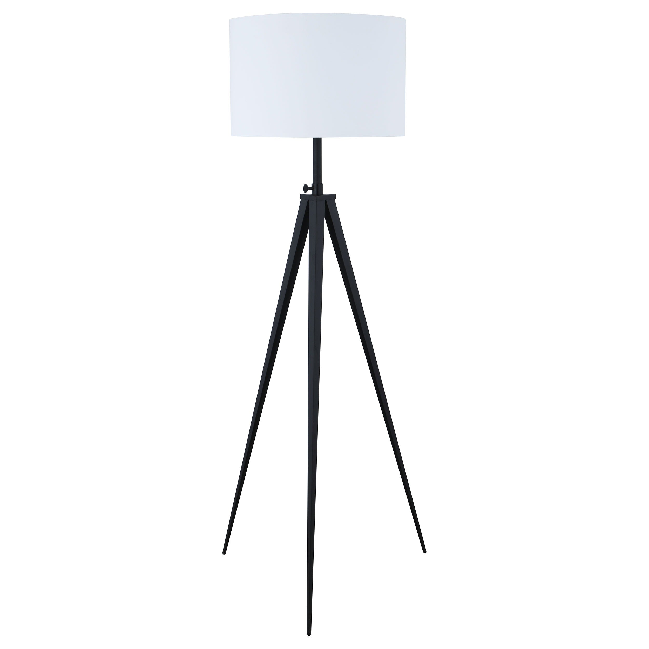 White And Black Drum Adjustable Height Tripod Floor Lamp
