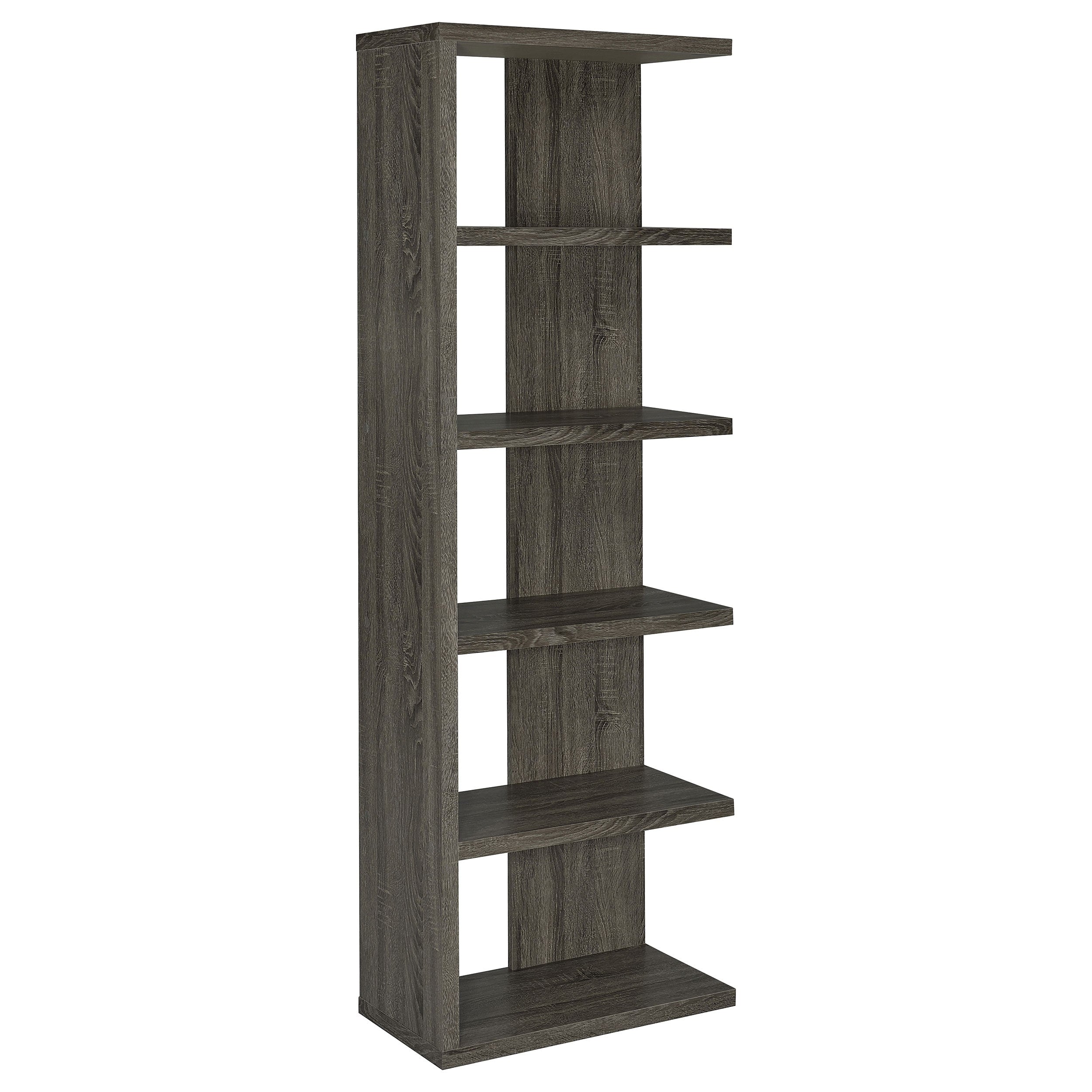 Porch Den Conkling Weathered Grey Wood 5 Shelf Bookcase