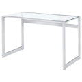 Silver Orchid Ipsen Modern Chrome And Glass Top Writing Desk