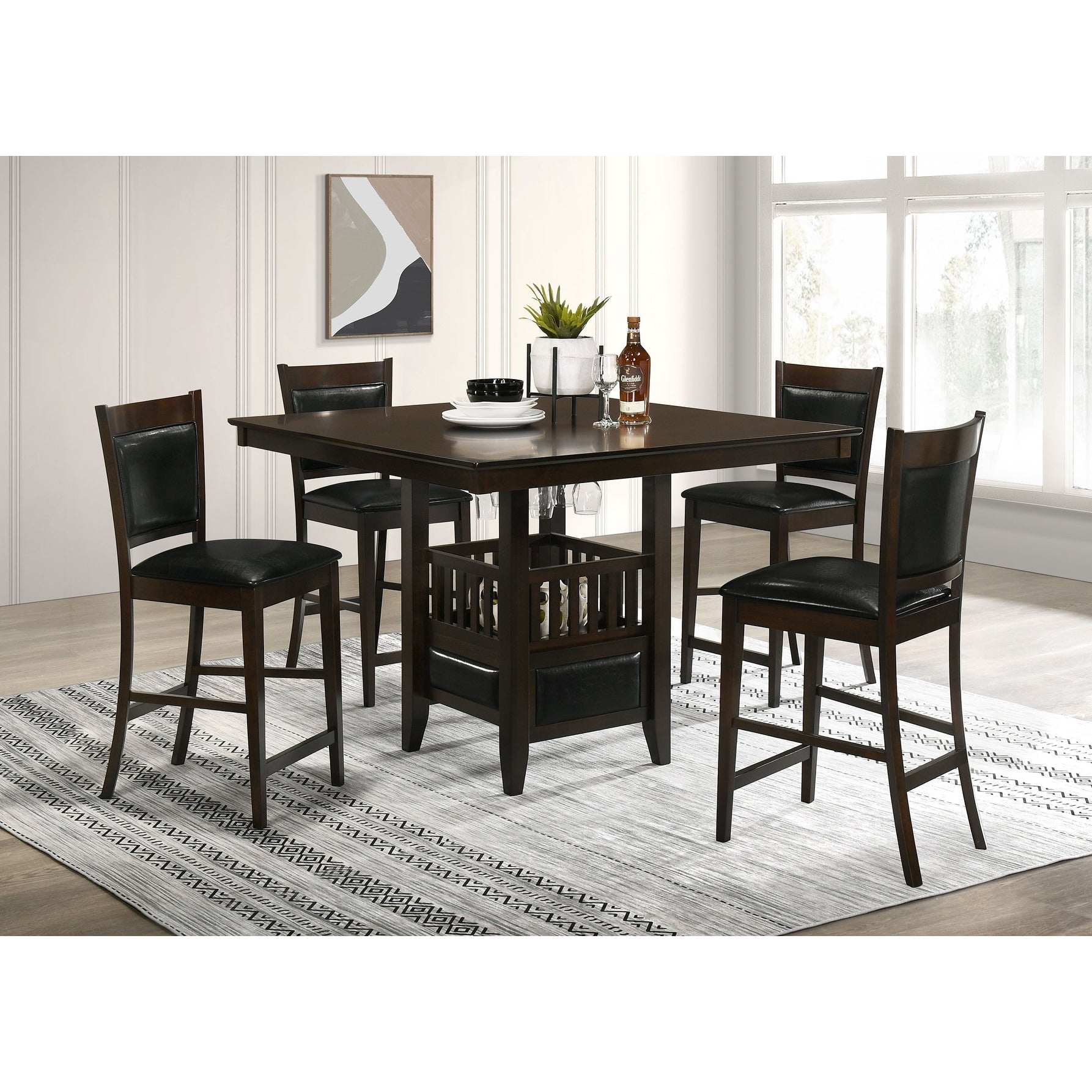 Jaden Transitional Cappuccino 5 Piece Counter Height Dining Set