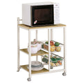 Porch Den Earl White Natural Wood 2 Shelf Kitchen Cart