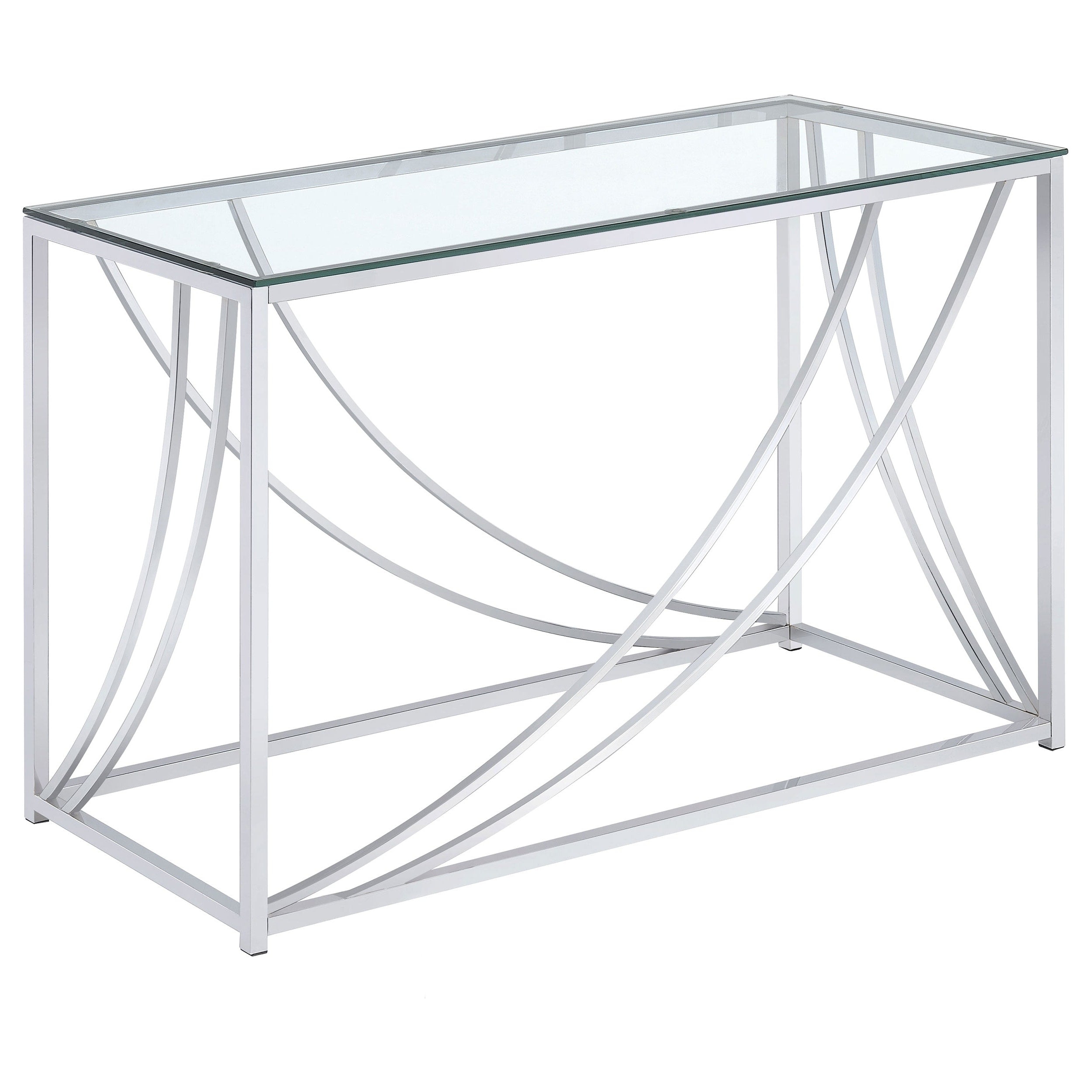 Contemporary Chrome Glass Top Sofa Table