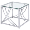 Contemporary Chrome Glass Top Side Table