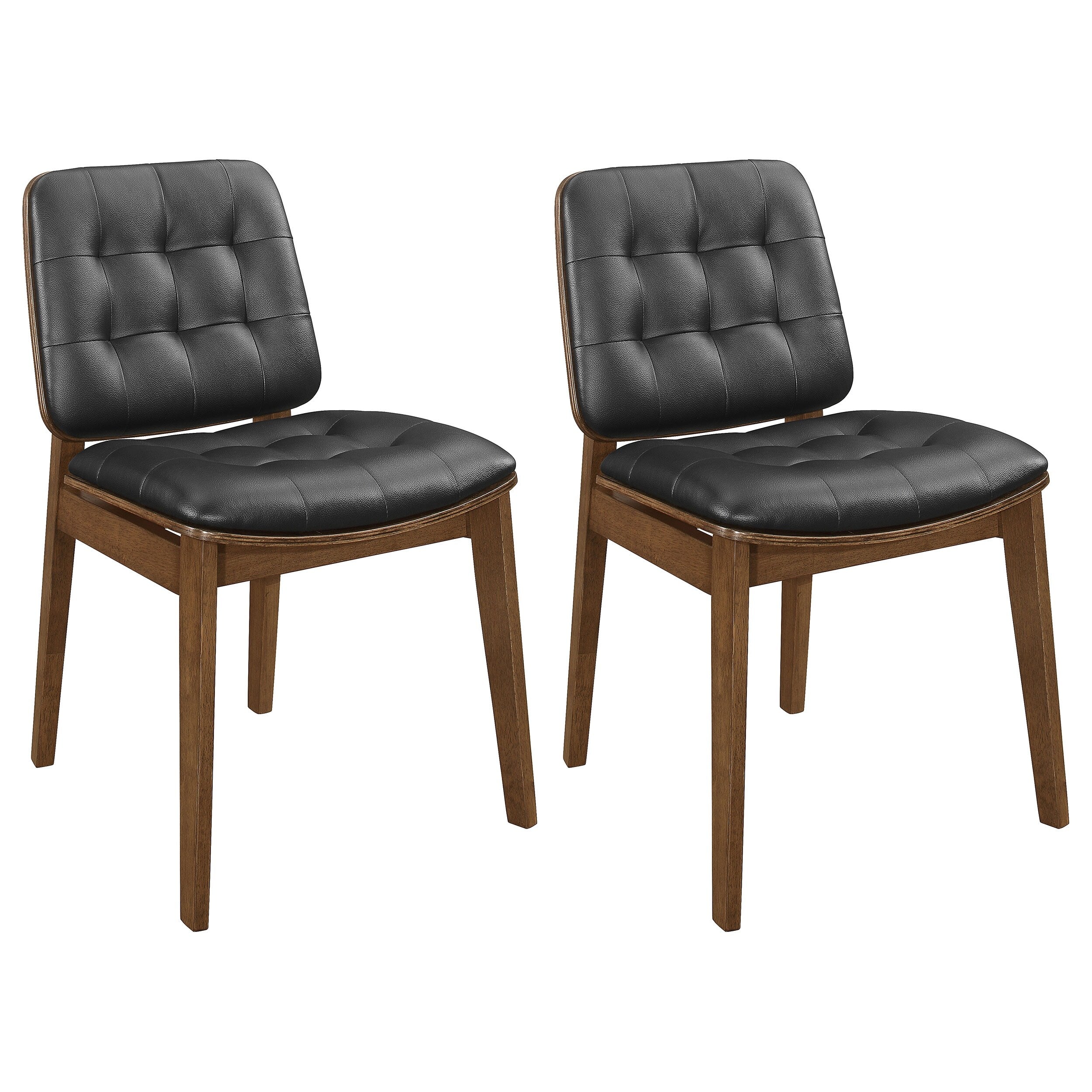Redbridge Black And Natural Walnut Tufted Back Dining Chairs Set Of 2