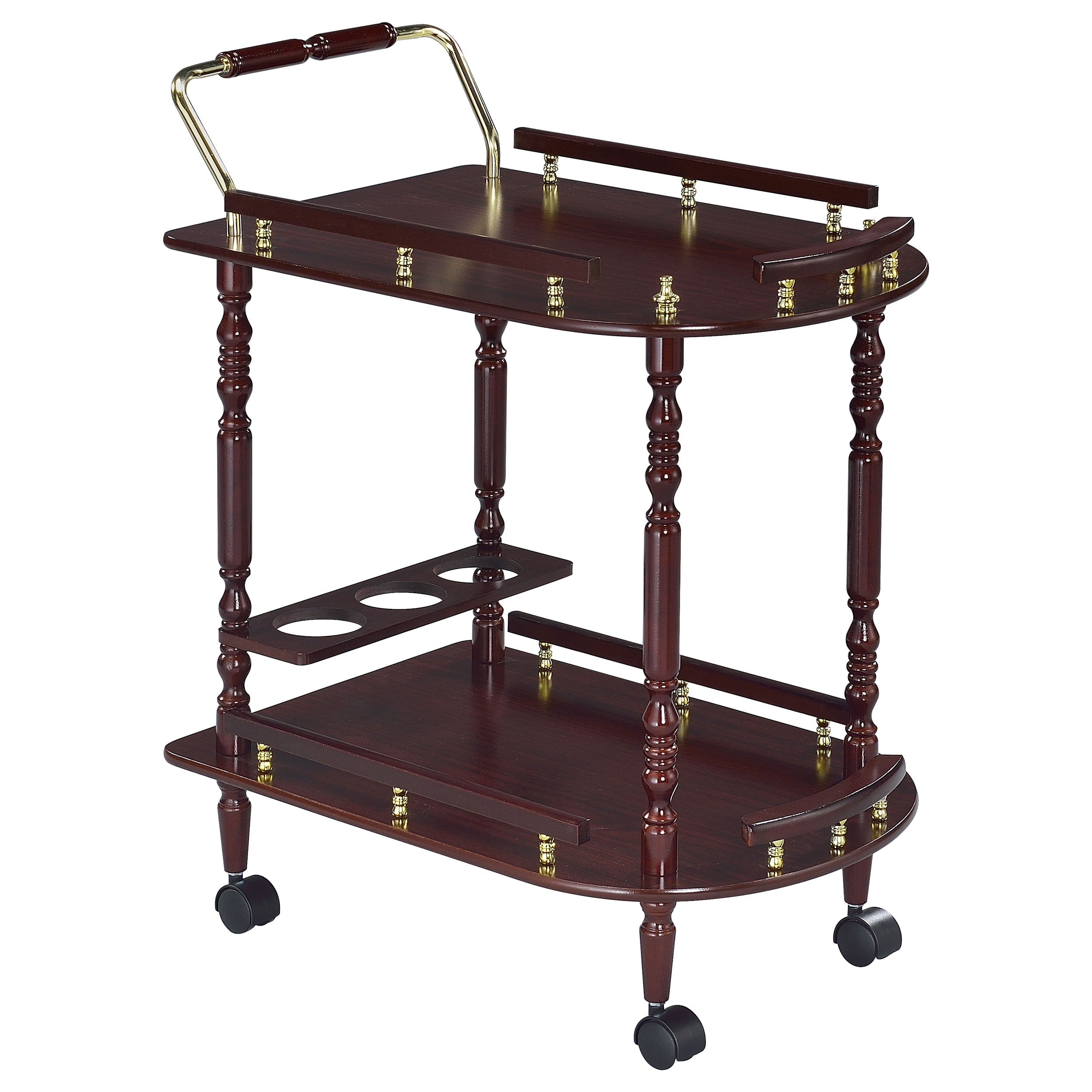 The Curated Nomad Roma Rolling Brass Hardwood Kitchen Cart