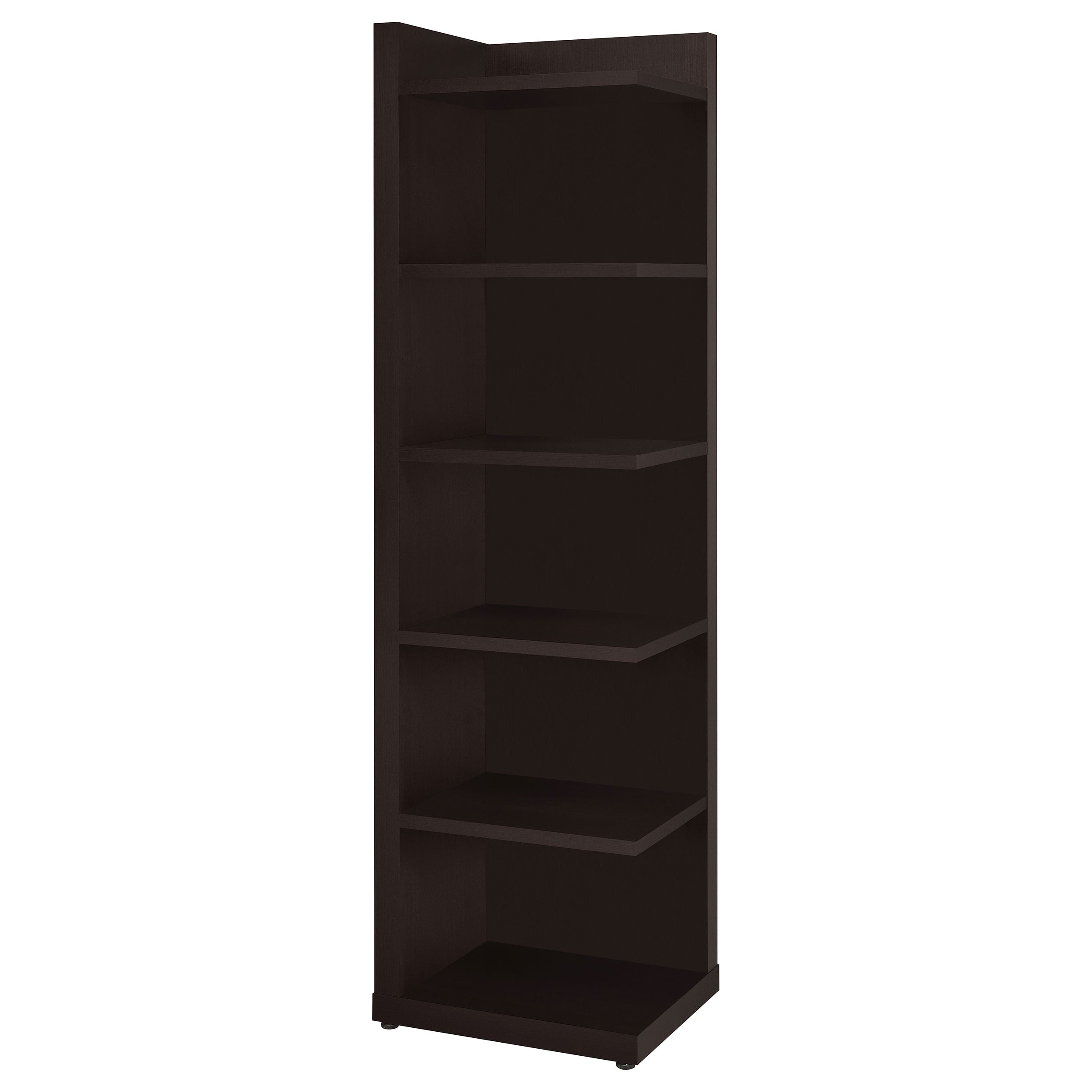 Transitional Cappuccino 6 Shelf Corner Bookcase