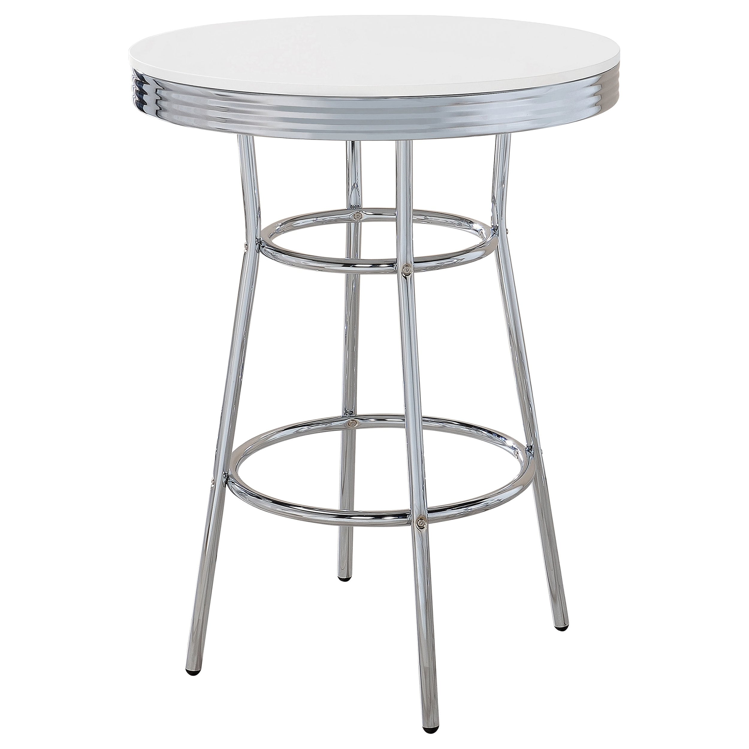 Porch Den Amelia Retro Chrome Finish Bar Table