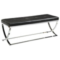 Coaster Company Leather Silvertone Crossing Leg Base Bench