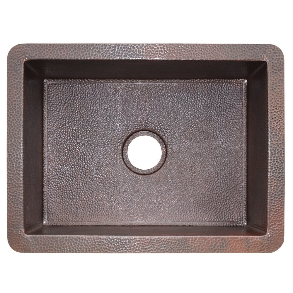 Cocina Hand Hammered Antique Copper 24 Inch Undermount Kitchen Sink