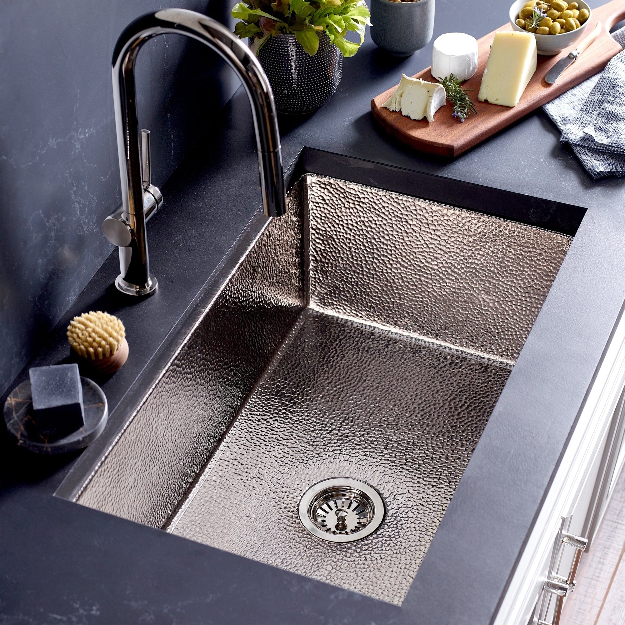 Cocina Hammered Brushed Nickel 30 Inch Undermount Kitchen Sink Brushed Nickel