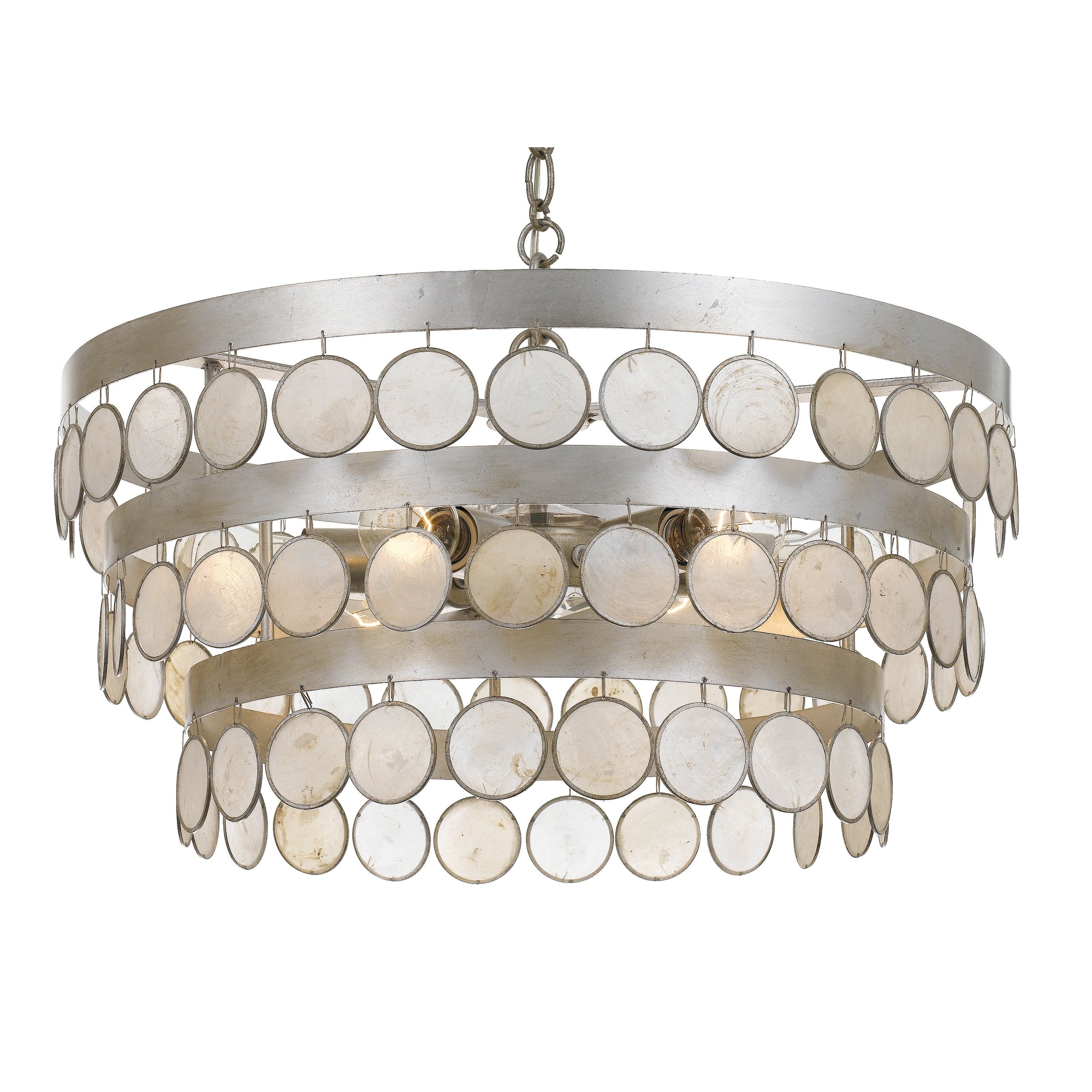 Coco 6 Light Antique Silver Chandelier 22 W X 12 H