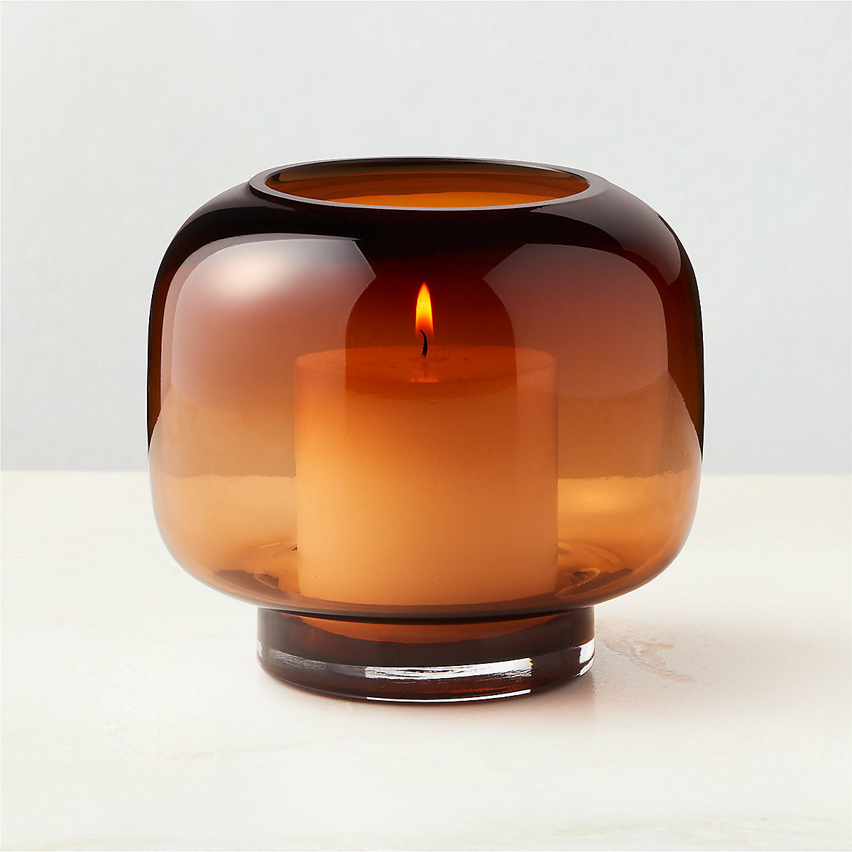 Coco Smoked Amber Glass Tealight Candle Holder