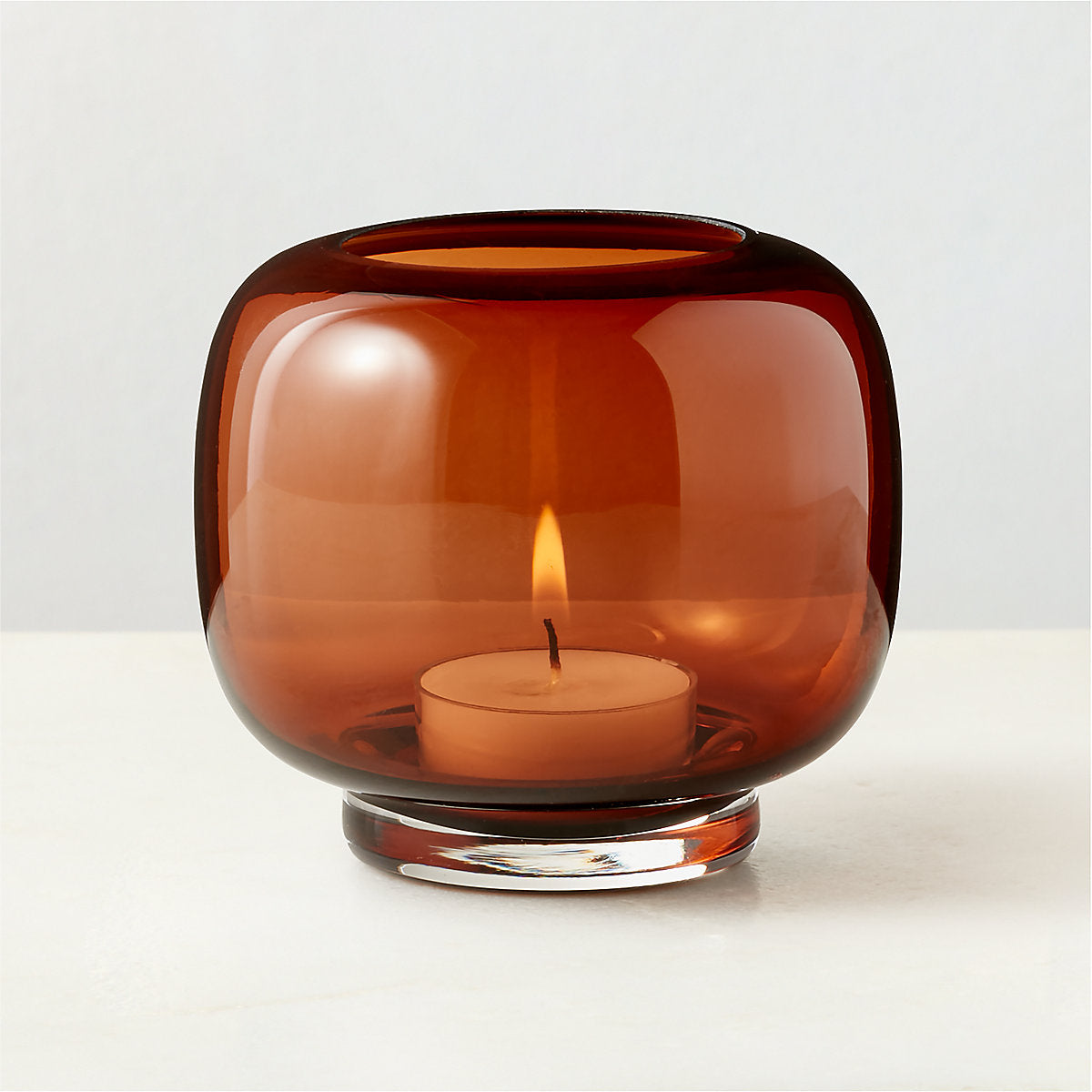 Coco Round Smoked Amber Glass Hurricane Candle Holder Large