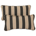 Cocoa Stripe Corded Indoor Outdoor Lumbar Pillows With Sunbrella Fabric Set Of 2